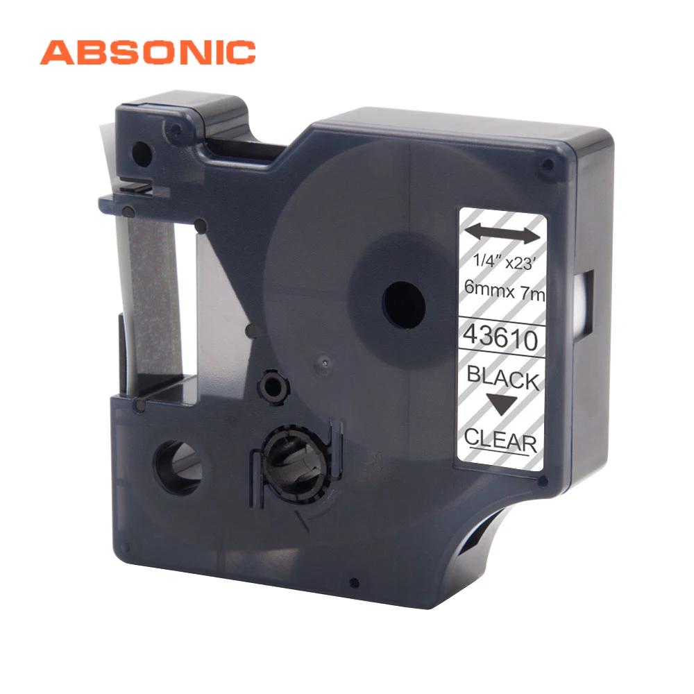 Absinic 6 мм * 7 м принтер ленты пополнения кассета тег совместимый с DYMO D1 43610 черный на