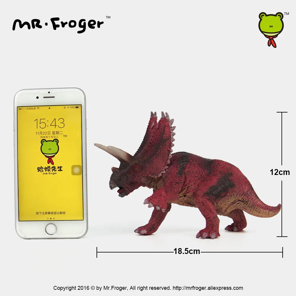 Фото Mr.Froger Styracosaurus Модель игрушечный динозавр Трицератопс Классические игрушки детские животные милые модели Коллекция Юрского периода подарки №5