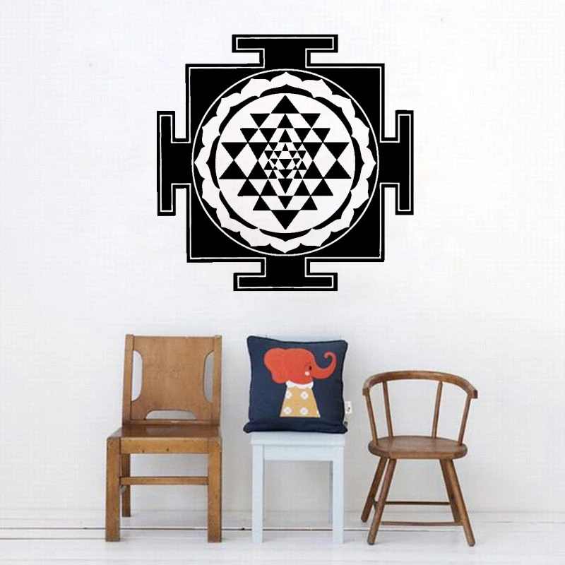 

Hot Geometry Sri Yantra Style Sacred Wall Stickers Fashion Modern Design Pattern Wall Decal Kids Room Livingroom Art DecorSYY847