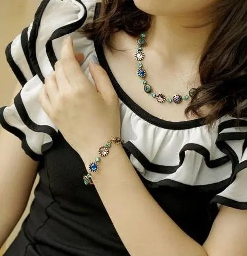 Скидка чешского стиль Coloful хрустальные камни браслет ювелирных изделий