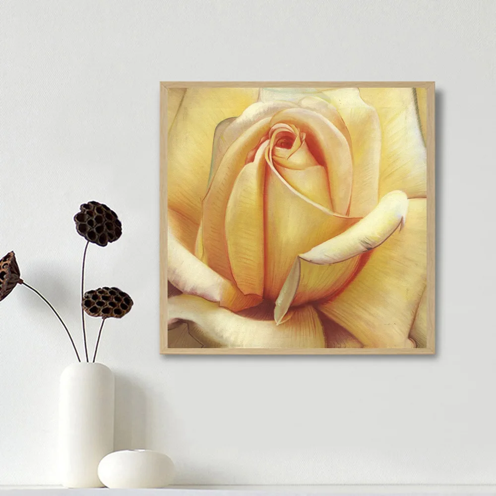 

Yellow Rose Bathroom Office Wall Art Flower Home Decoration Romatic Picture for Kitchen Restaurant Hallway Wall Decor