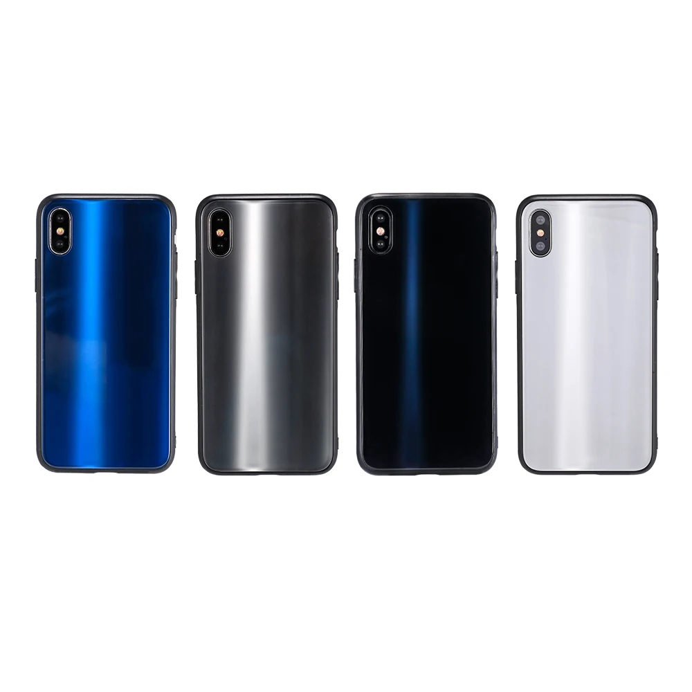 Luxury Glass Case For iPhone X Ultra Thin Hardness Tempered 6 7 8 plus aurora case Shockproof Cover Cases |