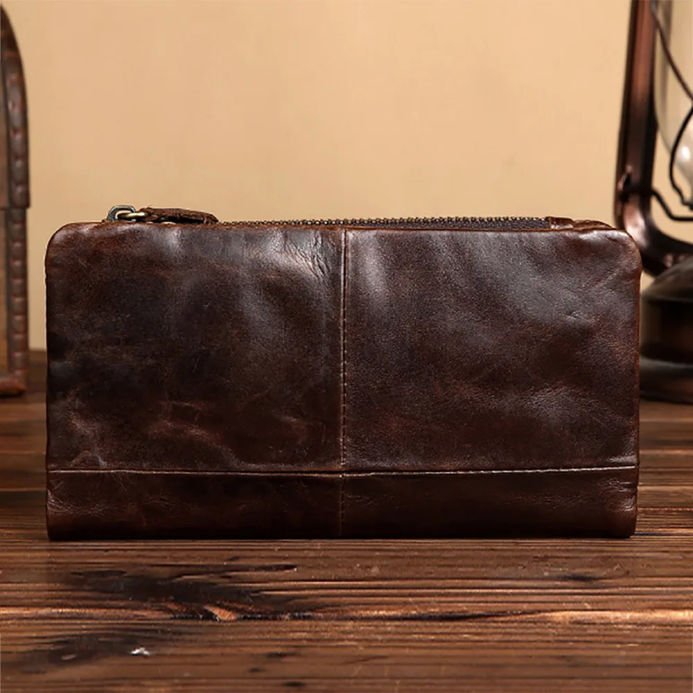 Длинный мужской кошелек из натуральной воловьей кожи дизайнерский винтажный