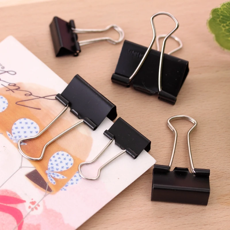 

1set (40pcs)Cool black swallowtail clip financial notes folder metal strong long tail holder 19mm Pterisolid folder