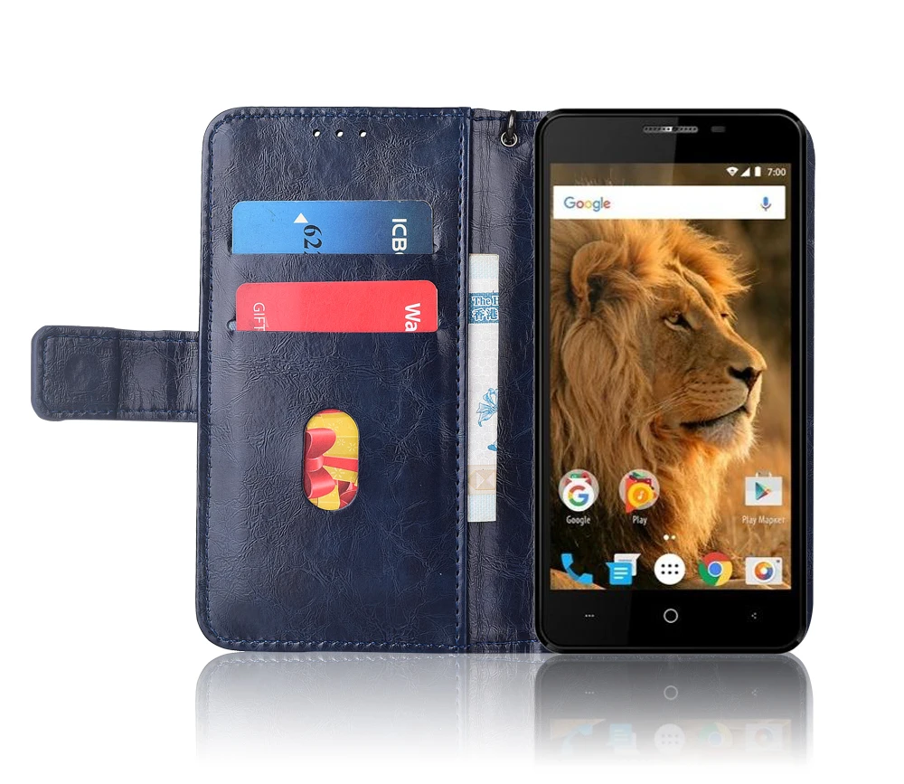 Кожаный чехол книжка с ремешком для Vertex Impress Lion двойная камера 3G чехлы цветочным