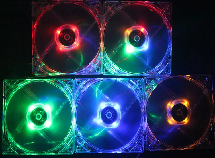 Высококачественный Компьютерный Вентилятор для ПК 12 см с 4 светодиодами 8025 8