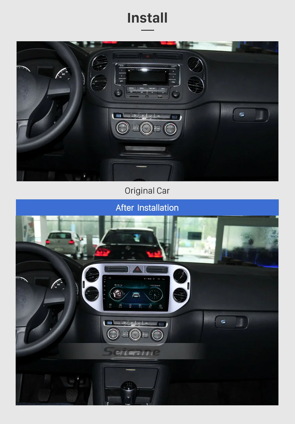 Seicane 2din Android8.1 9 дюймов Автомобильный gps радио плеер для Фольксваген Tiguan 2010 2011 2012 2013 wifi 1080P головное устройство