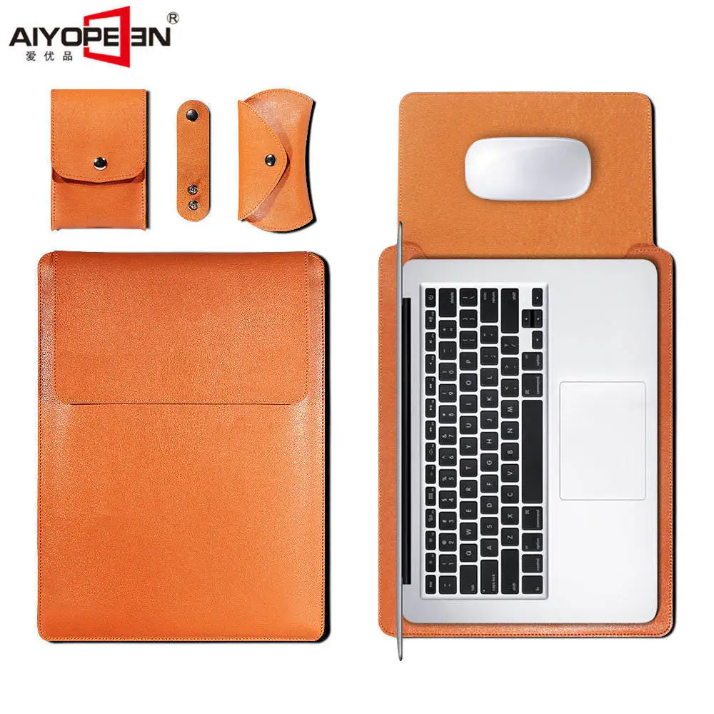 Aiyopeen чехол для Macbook Air 13 12 11 Pro 13 15 чехол, универсальный ноутбук сумка рукав блокнот, ПУ искусственная кожа сумка для Macbook Pro Чехол - Цвет: Brown