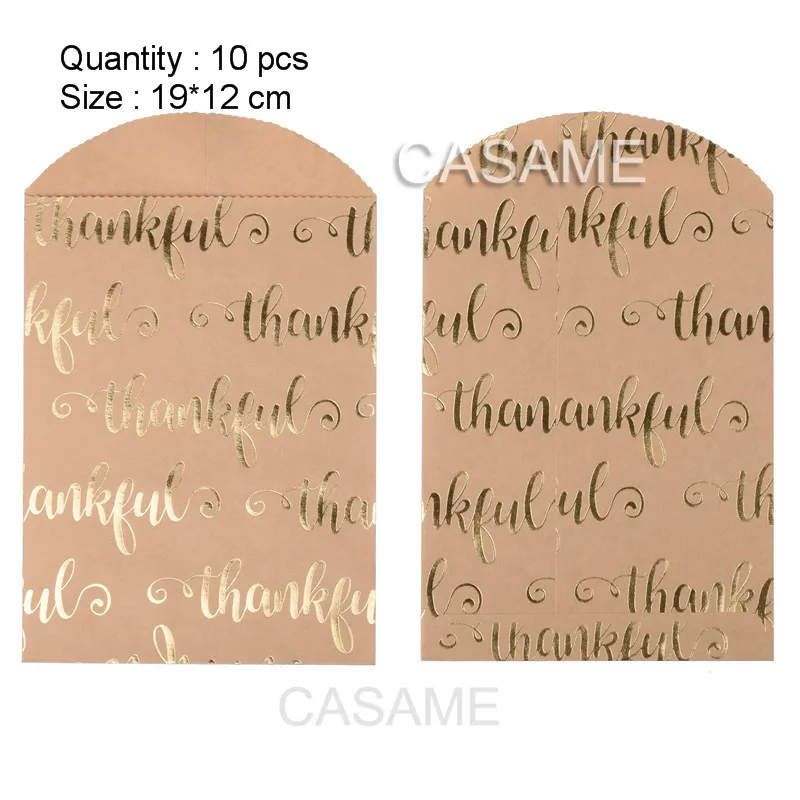 10 pcs thankful Подарочная коробка, коробка для конфет, крафт-пакет, бумажные Золотые сумки с принтом, бумажные мешки для украшения дня рождения, свадьбы, ленты из фольги - Цвет: 10 pcs thankful