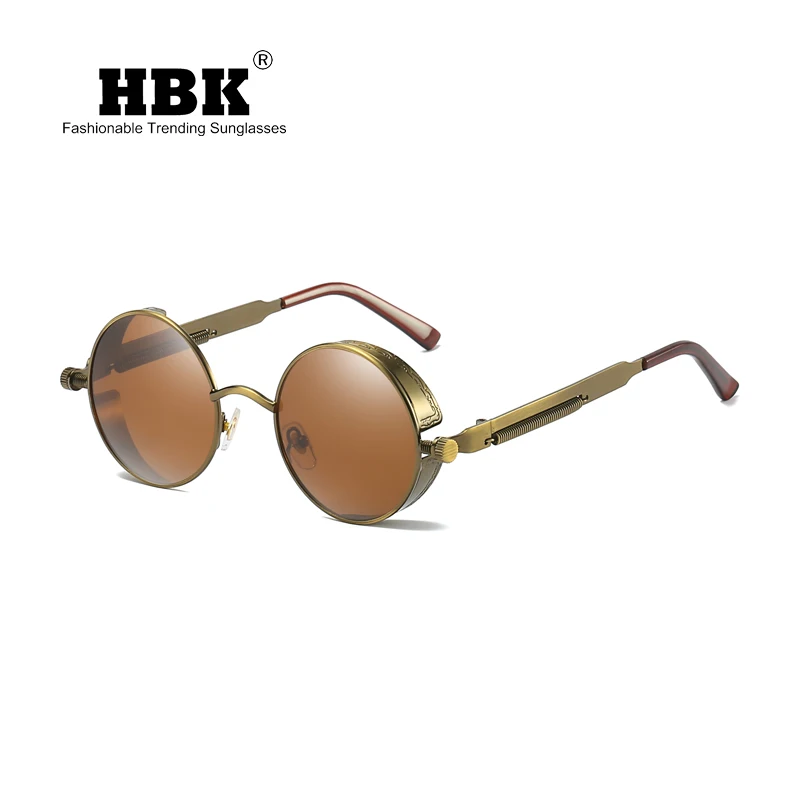 HBK 2019 круглые металлические солнцезащитные очки в стиле стимпанк для мужчин и