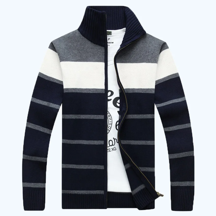 Бесплатная доставка Новый мужской свитер-кардиган в полоску atumun Молодежный плюс
