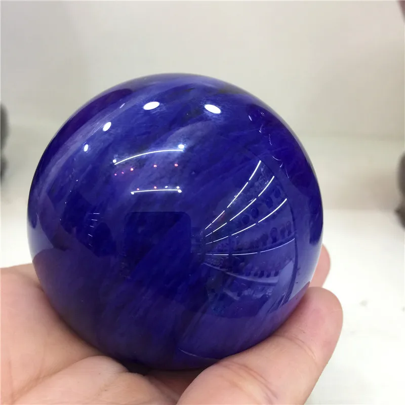 Красивый синий плавистый кварцевый хрустальный шар 50-60 мм энергетический камень