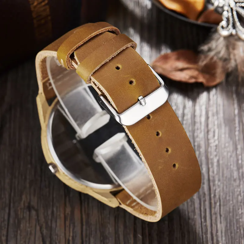 Имитация деревянных часов мужские повседневные кварцевые часы с кожаным