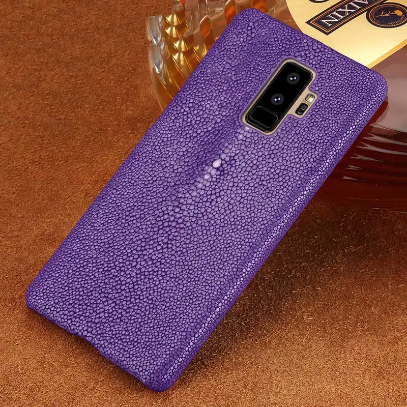 Фиолетовый Натуральный скат чехол для телефона для samsung Galaxy S8 S9 Plus s10e чехол задняя крышка для S7 Edge a7 A50 A70 женский модный чехол s - Цвет: Фиолетовый