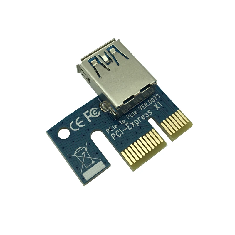 New 60cm PCI-E 1X To 16X PCI-Express 164PIN Riser Card Adapter USB 3.0 LED SATA 4Pin 6Pin High Power For BTC Miner Mining | Компьютеры и