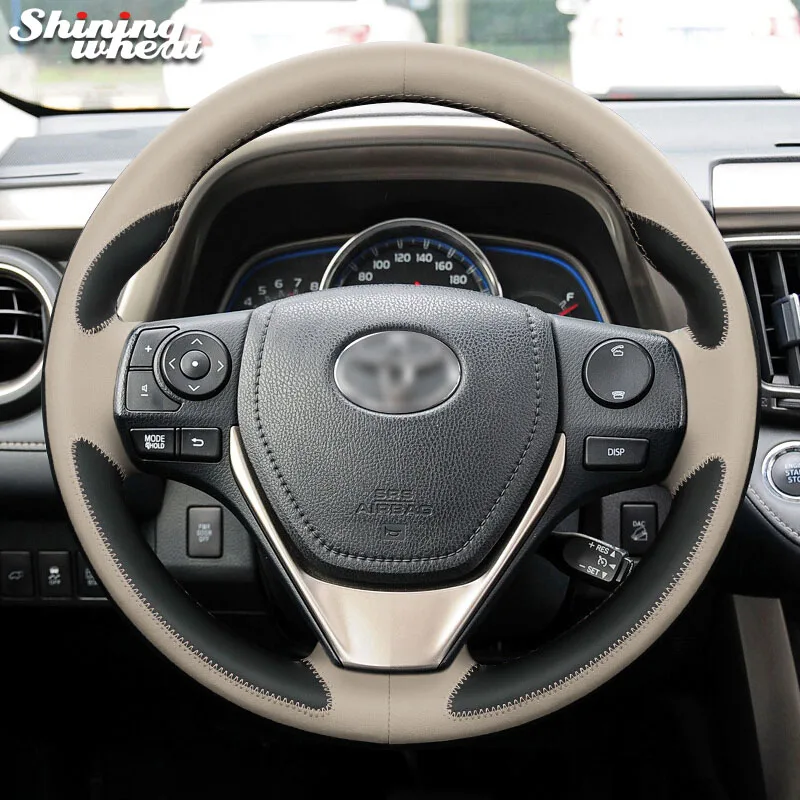 Блестящий чехол на руль из пшеничной кожи для Toyota RAV4 2013- Toyota Corolla- Auris 2013 - Название цвета: Style 3