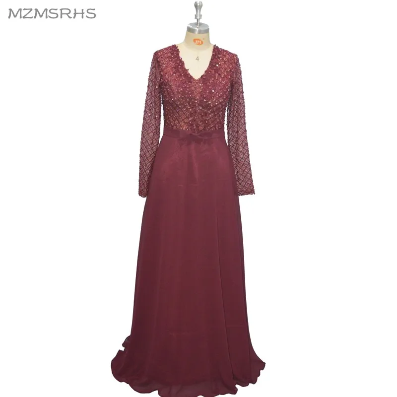 

MZMSRHS бордовое кружевное винтажное торжественное вечернее платье Vestido De Festa Longo, сексуальное длинное платье для выпускного вечера на вечеринк...