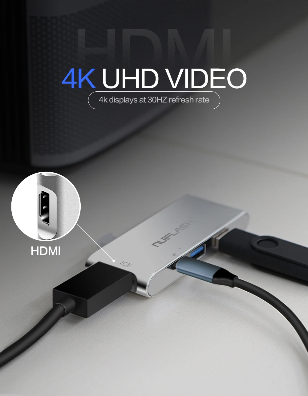 Nuilfash USB-C концентратор type C концентратор USB 3,0 Thunderbolt 3 HDMI 3,5 мм аудио RJ45 адаптер для MacBook Pro samsung Galaxy S9 USB C концентратор