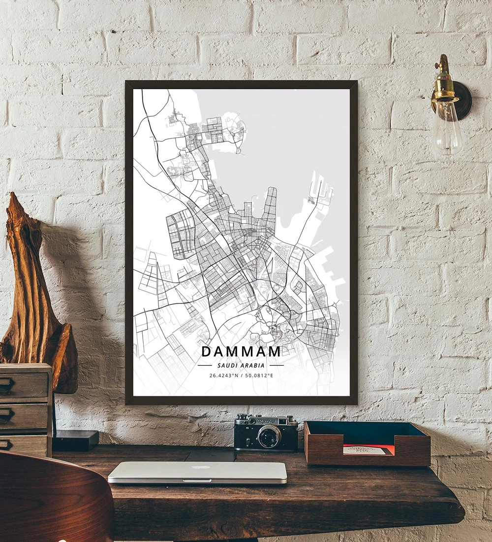 

Dammam Jeddah Mecca Medina Riyadh Saudi Arabia Map Poster