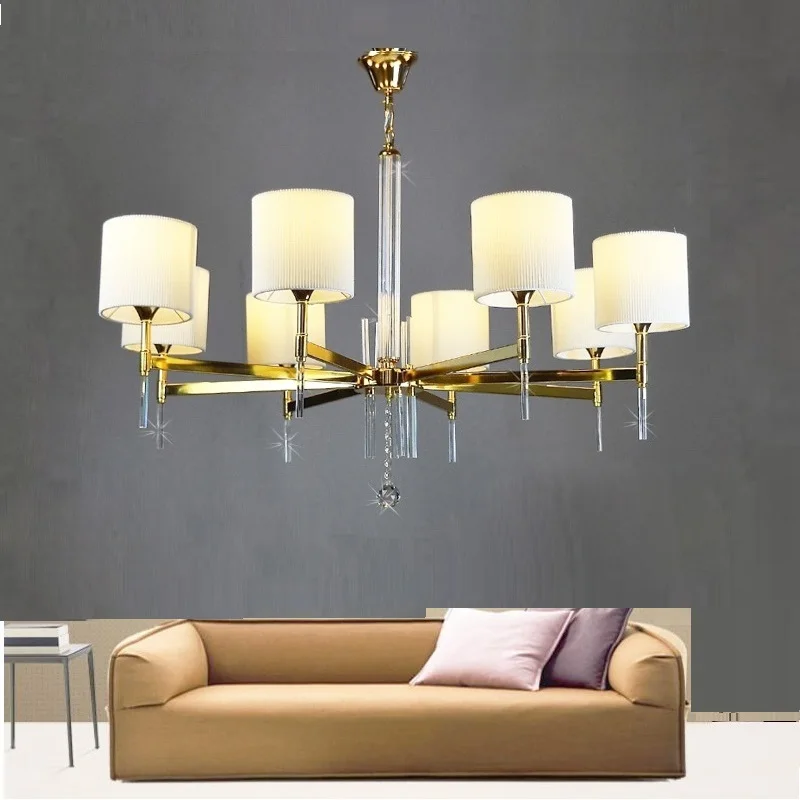Дешево Светодиодная люстра с золотыми или хрустальными кристаллами, современный простой светильник для спальни, гостиной, столовой с абажурами, о... Pаспродажа Светодиодная люстра с золотыми или хрустальными кристаллами, современный простой светильник для спальни, гостиной, столовой с абажурами, о...