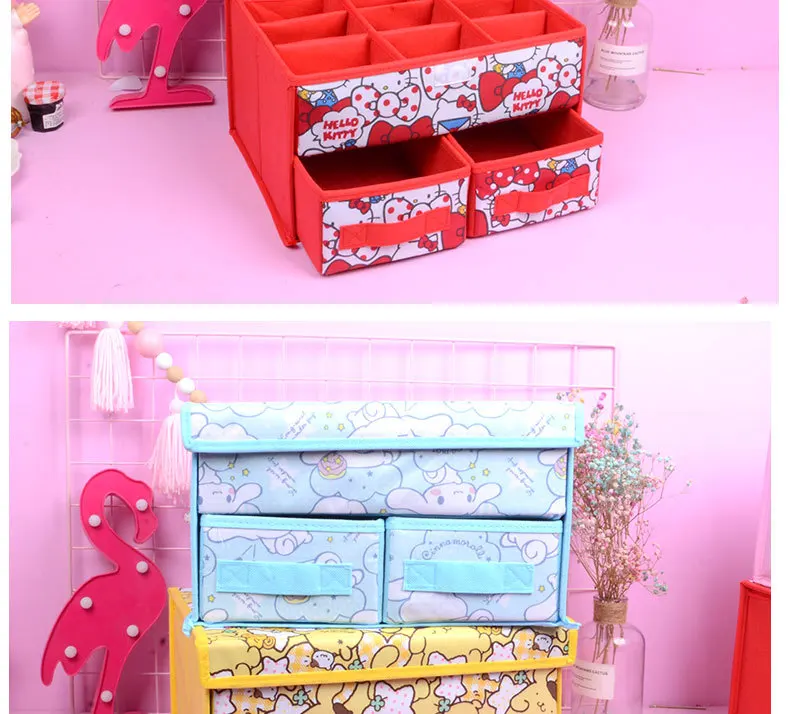 Hello kitty ящик шкафчик Органайзер белье в коробке Бюстгальтеры Носки Ткань Искусство складной принять коробка компоновка ящик для хранения Ящики