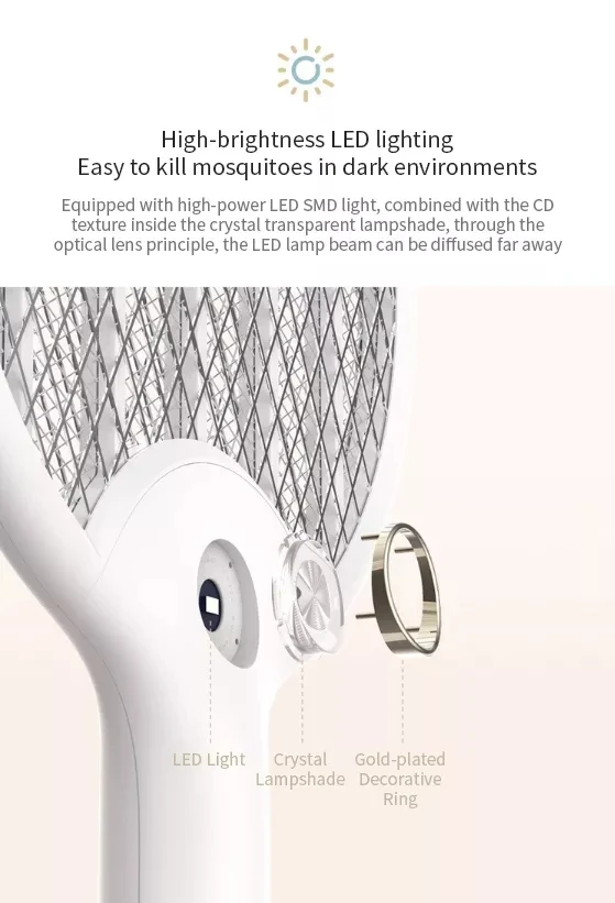 Xiaomi Mijia 3 электрическая ловушка для комаров, Многослойная сетка, электрический ручной убийца комаров, насекомых, мух, жук, мухобойка, мухобойка