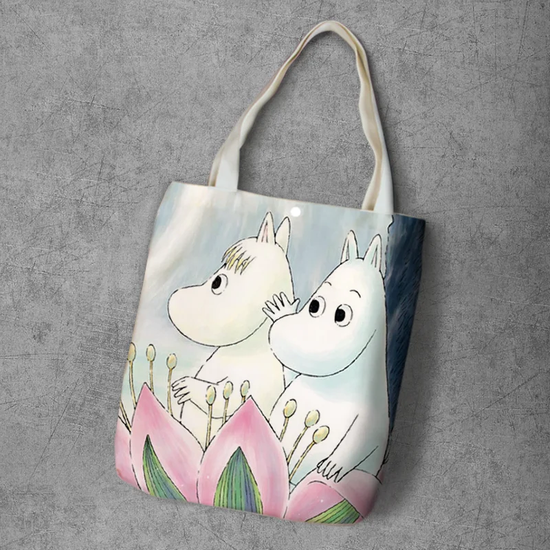 6 Moomin сумка для покупок милый гиппопотам тонкий маленький мой рюкзак на плечо Студенческая Холщовая Сумка с принтом Сумка-тоут на кнопках Холщовая Сумка - Цвет: 6