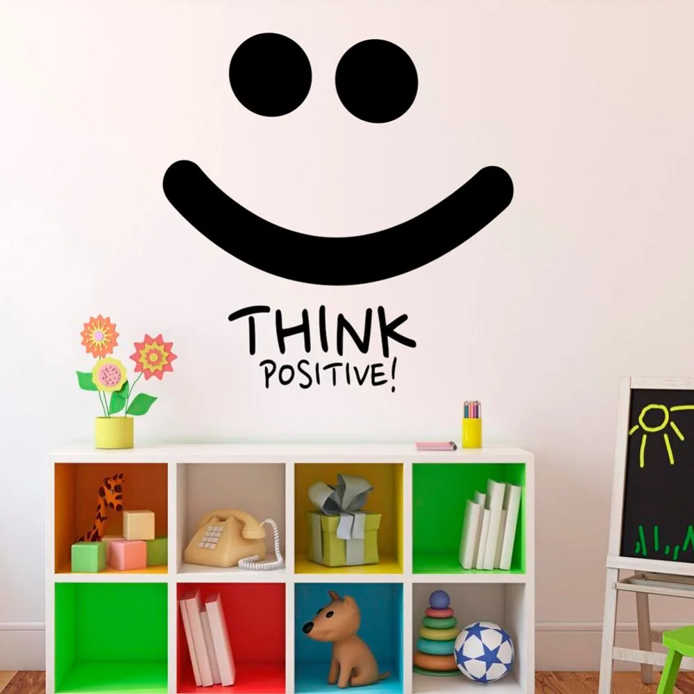 

Think Positive Smile Wall Decal Motivation Quotes Inspiration Wall Sticker Home Decor Bedroom Removable Office Art Decals S718