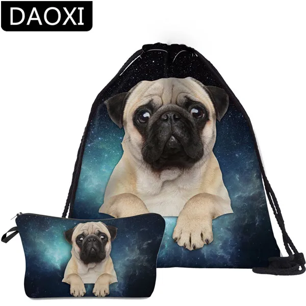 NEW42-36953 DAOXI 2 шт Рюкзак с Мопсом школьный рюкзак для детей подростков девочек - Цвет: NEW42-36953