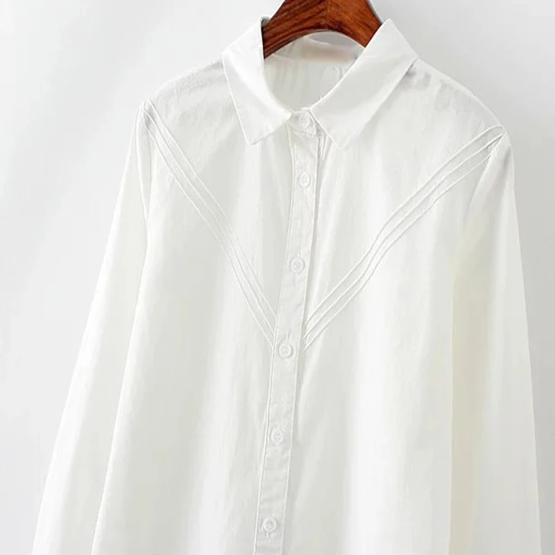 Dioufond/Новая повседневная хлопковая рубашка с длинными рукавами|blusa feminino|blouse