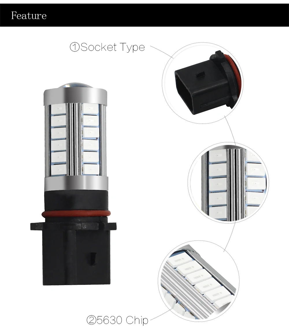 2 шт. P13W 33 SMD 5630 5730 светодиодный Авто Противотуманные огни высокой Мощность 33 светодиодный Автомобильные фары дневного света светильник DRL лампы белый 12V для Mazda CX-5