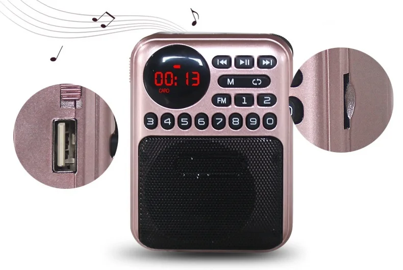 Перезаряжаемый портативный MP3 радио приемник fm радио с 18650 батареей поддержка USB флэш-диск TF карта MP3 плеер музыкальные файлы