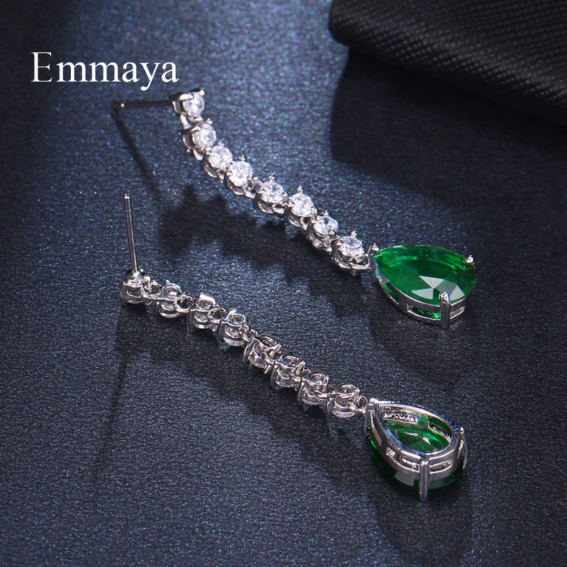 Женские серьги с фианитом Emmaya роскошные зеленого цвета украшения на день