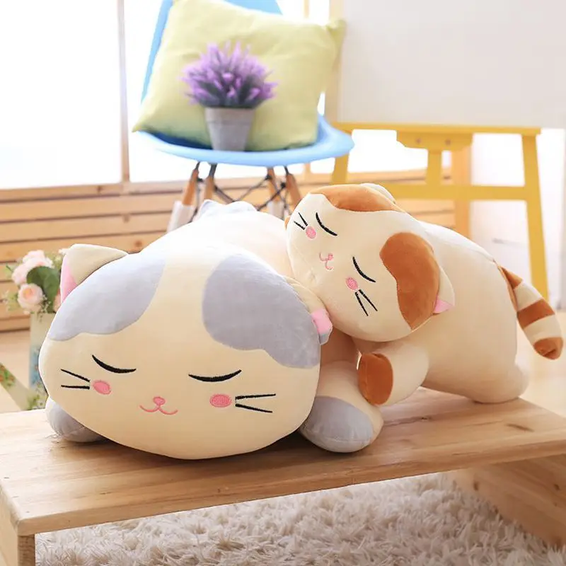 

Candice guo plush toy stuffed doll cartoon animal lying down sleeping cat kitten rest pillow cushion birthday gift christmas 1pc