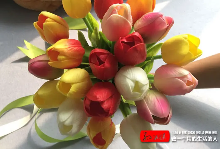 20 шт. Розовый Латекс Реального Прикосновения Тюльпаны букет Цветы Свадебные