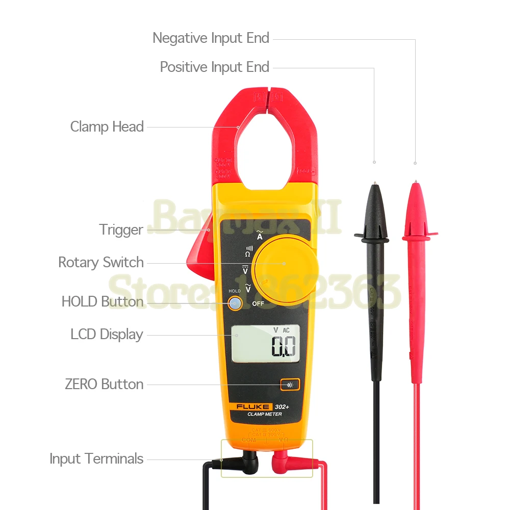 Fluke 302 + AC 400A цифровой измеритель напряжения переменного/постоянного тока с Омом