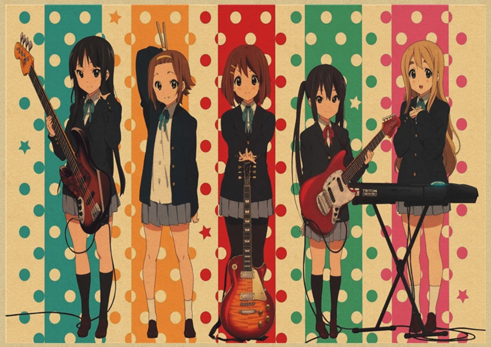 K-ON плакат из крафт-бумаги стикер стены японского аниме плакат из крафт-бумаги s домашний декор комнаты крафт-бумаги наклейки на стену - Цвет: Коричневый