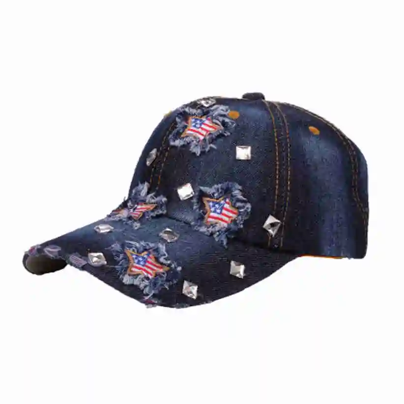 A Snapback винтажные джинсовые бейсболки с американский флаг, звезды 80503 Прямая поставка - Цвет: A