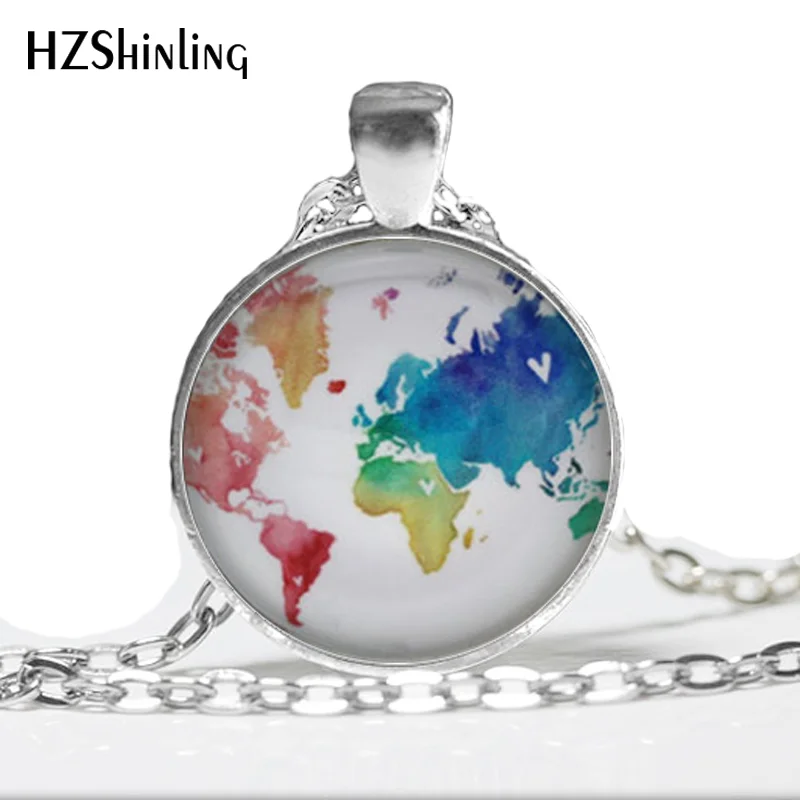 1 шт. ожерелье с картой мира разноцветное Радужное женское колье HZ1|map necklace|world map