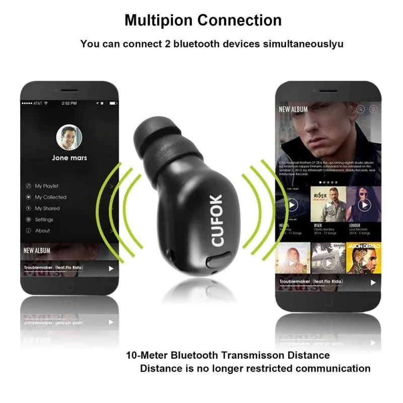 Bluetooth наушники беспроводные мини невидимые с шумоподавлением гарнитура