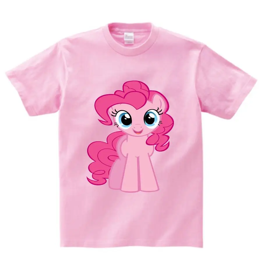 pink childreT-shirt Летняя футболка с рисунком из мультфильма «Мой маленький поли» для девочек одежда с героями мультфильмов «Пинки Пай» Детские футболки для девочек одежда с милым пони NN - Цвет: pink childreT-shirt