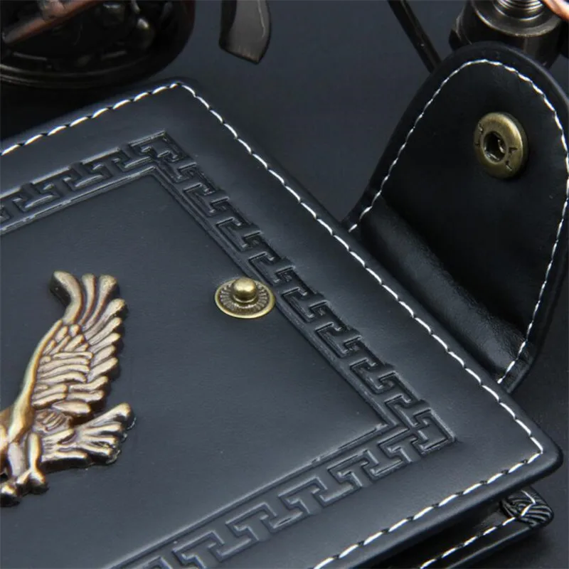 

Men Wallets Classic Short Style Card Holder Male Purse Quality Zipper Hasp Large Capacity Personality Eagle totem Wallet For Men