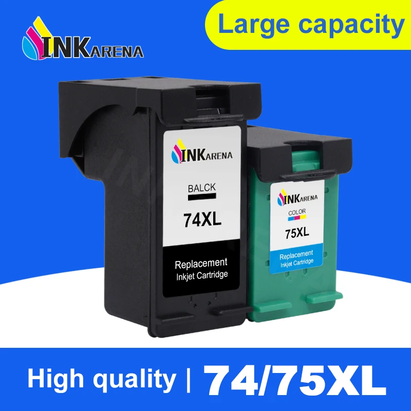 INKARENA Remanufactured Ink Cartridge Replacement for HP 74 75 Photosmart C4280 C4345 C4380 C4385 C4480 C4580 Officejet Printer |