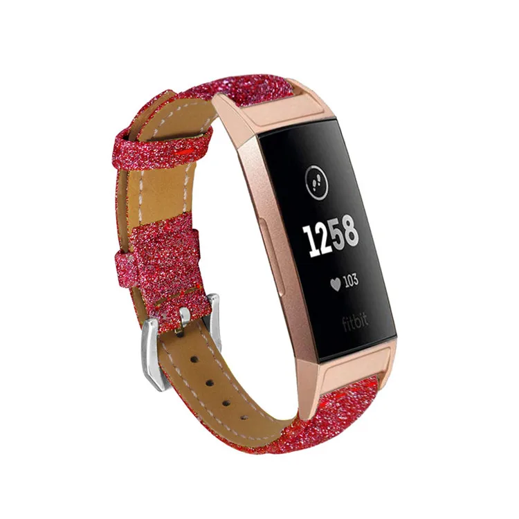 Блестящий кожаный ремешок для Fitbit Charge 3 сменный Браслет фитнес-браслета