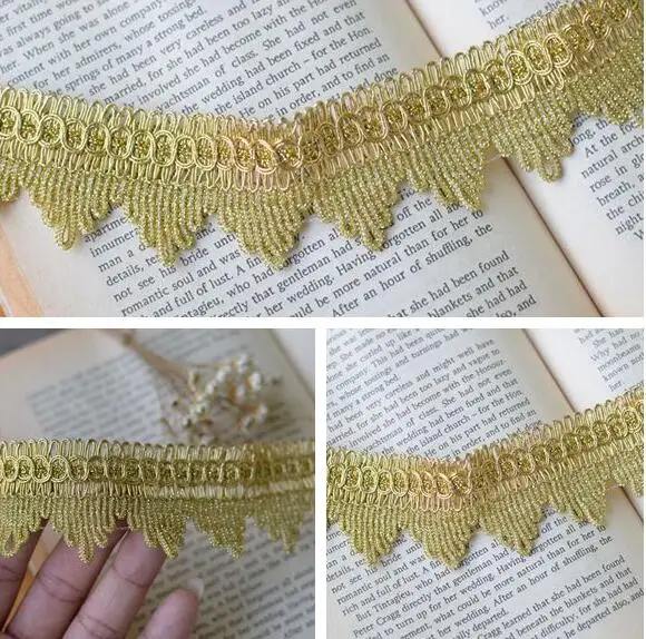 Лидер продаж 2 м/лот высокое качество 4 см Золотая венозная кружевная ткань