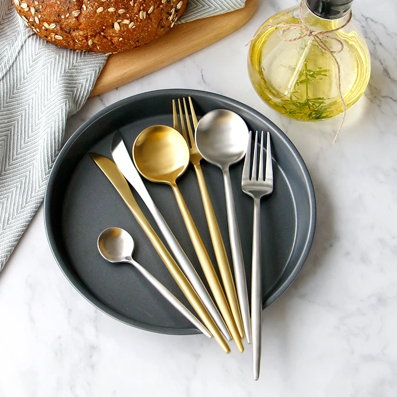 Набор черной посуды из нержавеющей стали 304 набор золотых столовых приборов