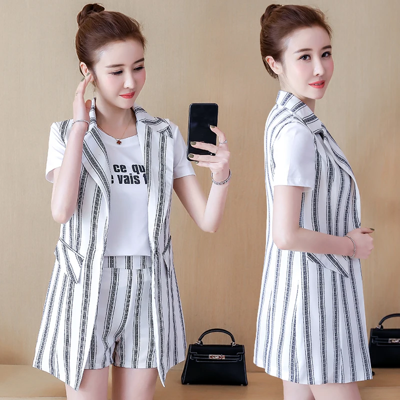 

Female summer suit 2019 New fashion 3 piece set women Casual Vest top + shorts Women's suit Sporting suit female Youth clothing