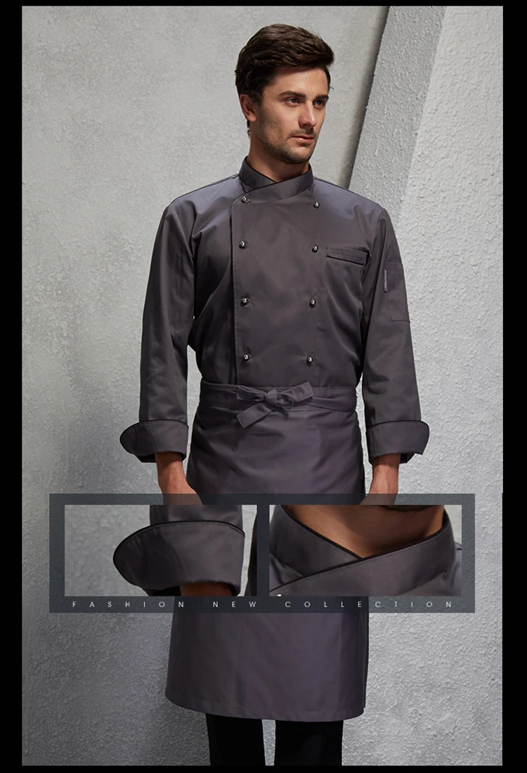 Высококачественный новый костюм повара с длинным рукавом для ресторана униформа