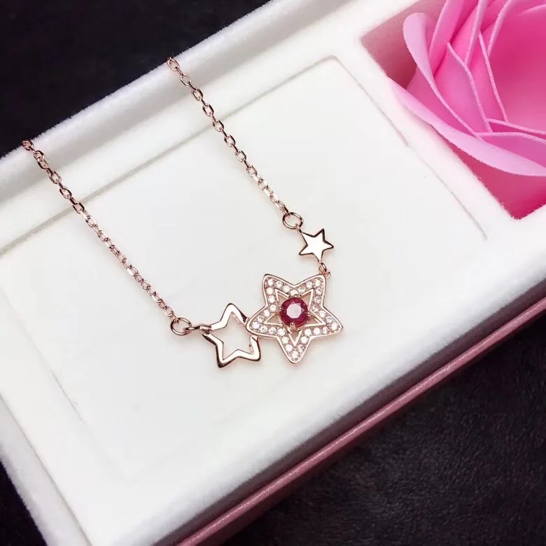 Ожерелье из натурального рубина модное ожерелье серебра 925 пробы с мультяшным