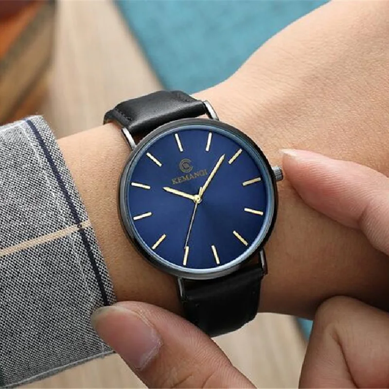 Модные брендовые Мужские кварцевые бизнес часы Relojes Hombre кожаный ремень большой циферблат наручные часы Роскошные мужские часы Relogio Masculino